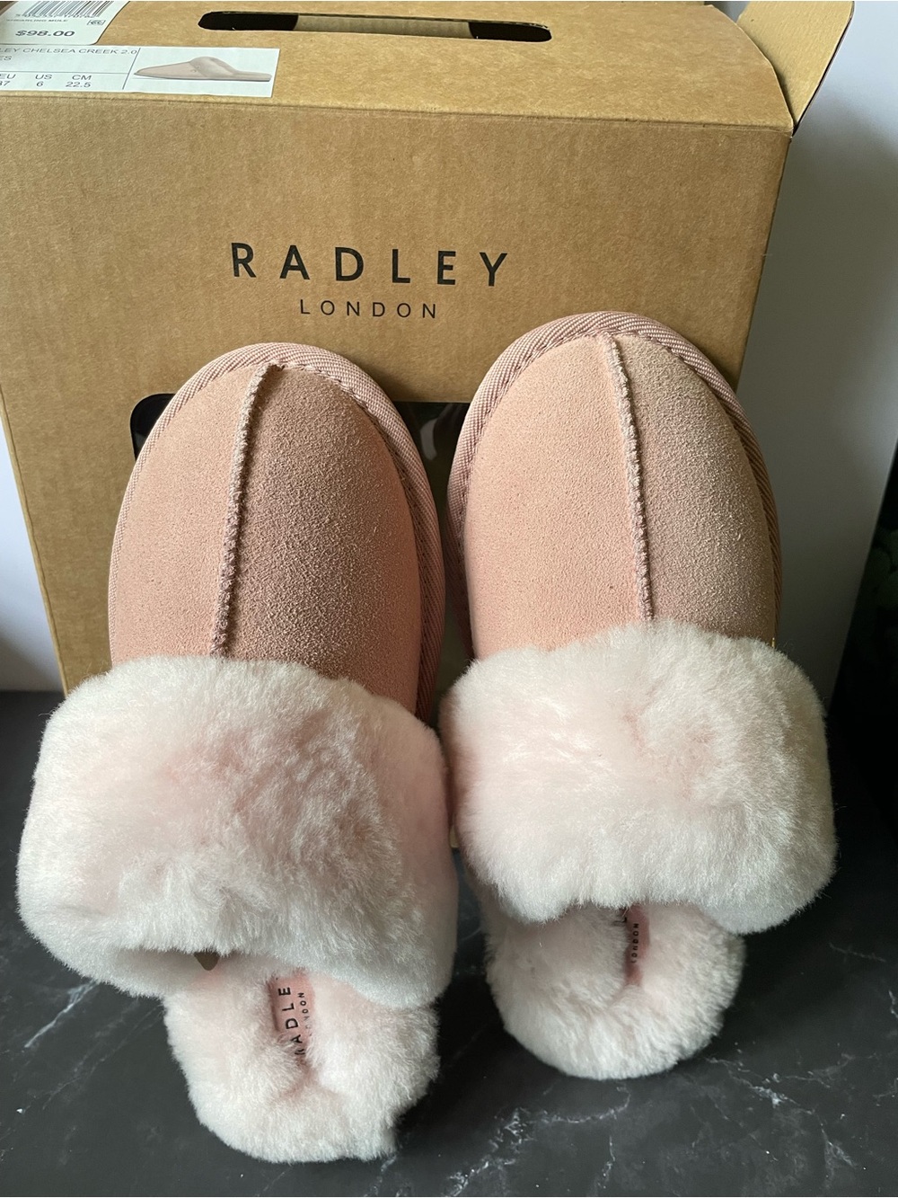 Radley London Chelsea Creek 2.0 Shearling Mule Women’s Slipper Size 6 in Pink - Picture 10 of 11